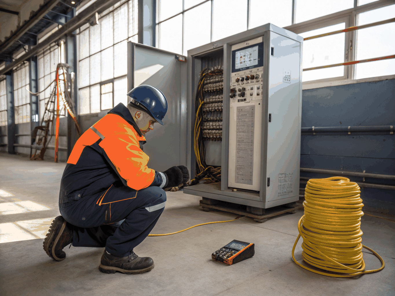 Artisan plombier électricien en intervention sur chantier