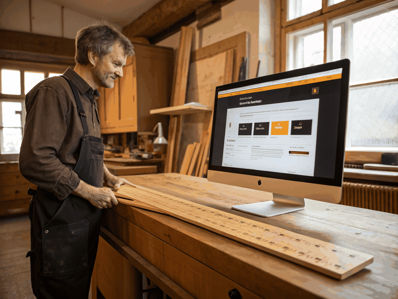 Artisan et professionnel indépendant en activité avec son téléphone connecté